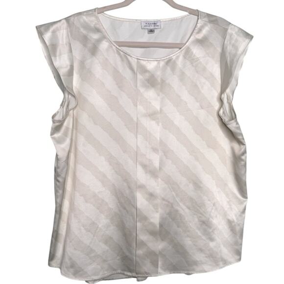 Tahari Womens XLarge Top Lagenlook Oversized White Popover Satin Look - Picture 3 of 10